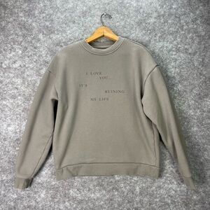 Taylor Swift Sweatshirt Womens Medium Gray Tortured Poets Dept Lyric Fleece